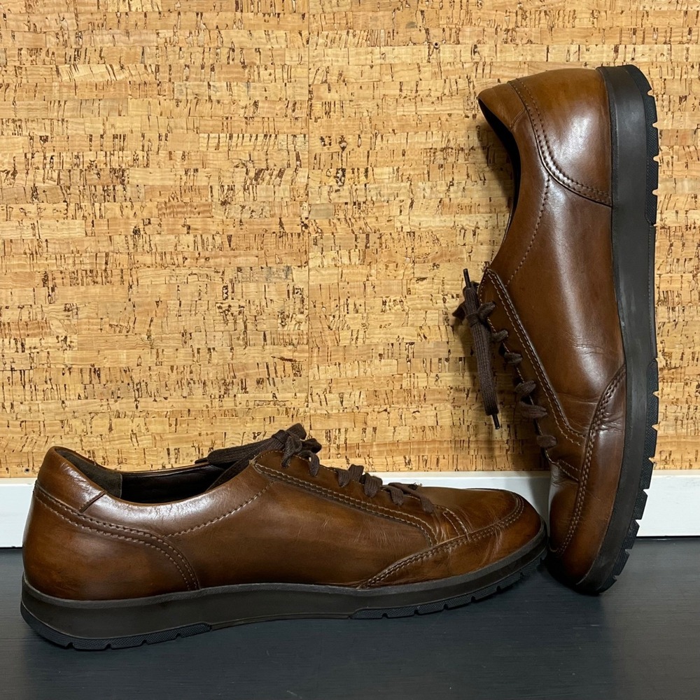 Mephisto Men Brown Leather Walking‎ Shoes Sneakers Made France worn Once size 12 - Picture 6 of 13